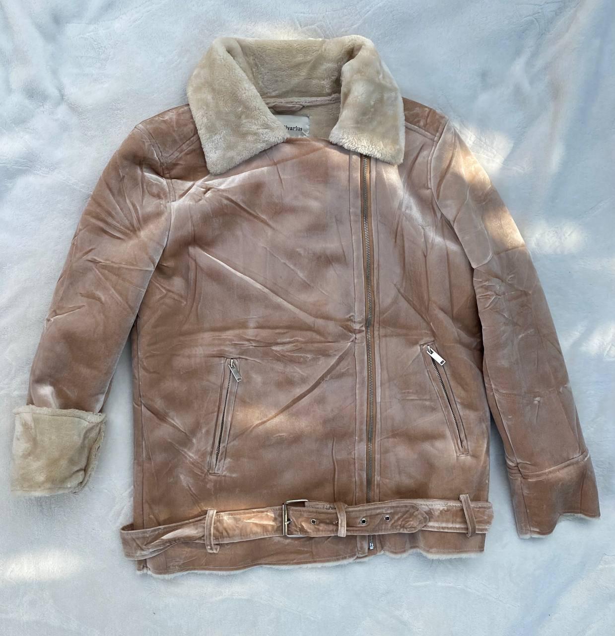 Chaqueta Biker Mujer Cuero Camel Borrego
